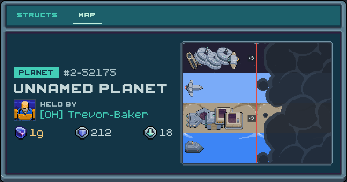 Trevor-Baker's planet at 2-52175, 18 structs deployed. Shield 212, 1g ore.