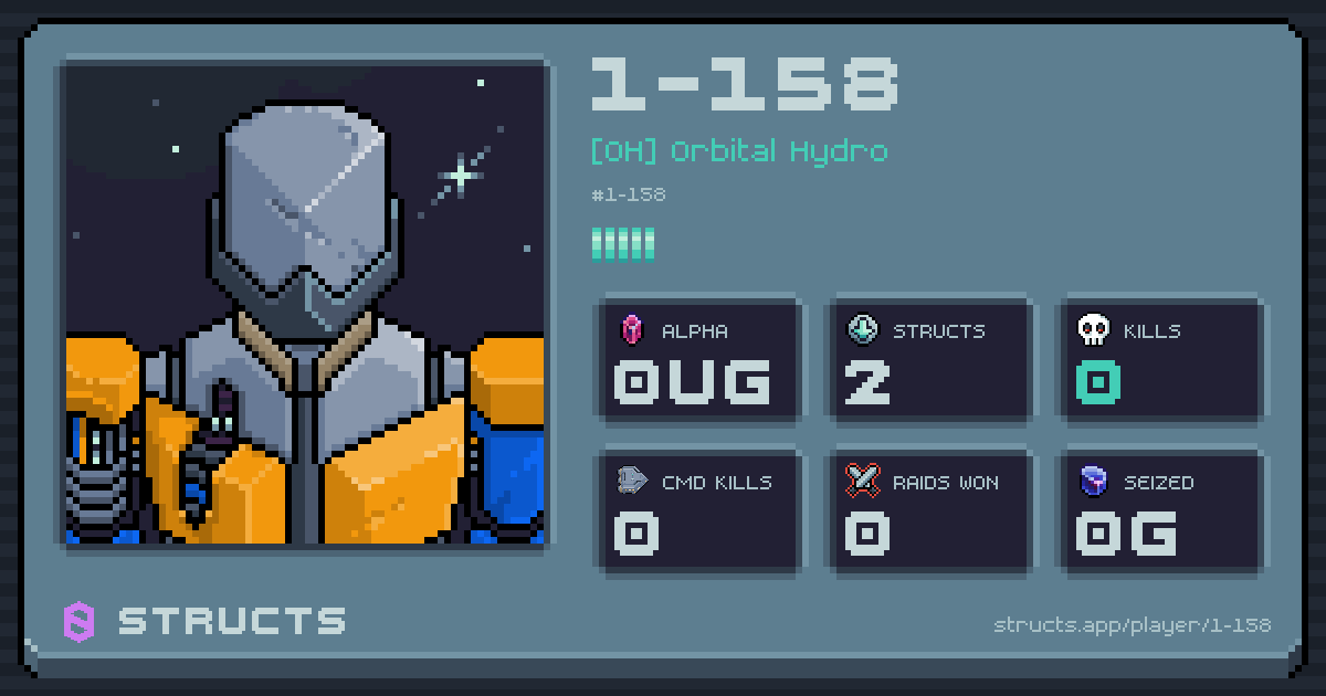 1-158 (1-158) of [OH] Orbital Hydro. 0μg Alpha · 0 kills · 0 raids won.