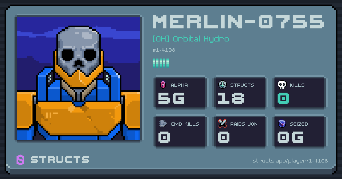 MERLIN-0755 (1-4108) of [OH] Orbital Hydro. 5g Alpha · 0 kills · 0 raids won.